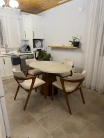 80×130 cm Çıtalı Fıçı Ayak Elips Masa & Berlin Sandalye Takımı - Görsel 2