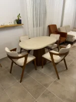 80x130 cm çıtalı fıçı ayak elips masa ve Berlin sandalye takımı