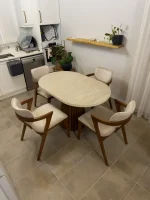 80×130 cm Çıtalı Fıçı Ayak Elips Masa & Berlin Sandalye Takımı - Görsel 3