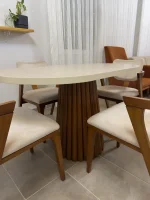 80×130 cm Çıtalı Fıçı Ayak Elips Masa & Berlin Sandalye Takımı - Görsel 5