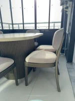 PTT Ayaklı Traverten Desenli Elips Masa & Londra Sandalye Takımı - Görsel 5