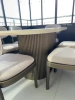 PTT Ayaklı Traverten Desenli Elips Masa & Londra Sandalye Takımı - Görsel 7