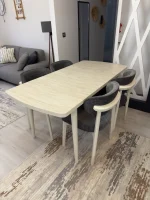 Traverten Desenli Açılır Masa & Teddy Sandalye Takımı | 80×130 cm - Görsel 2